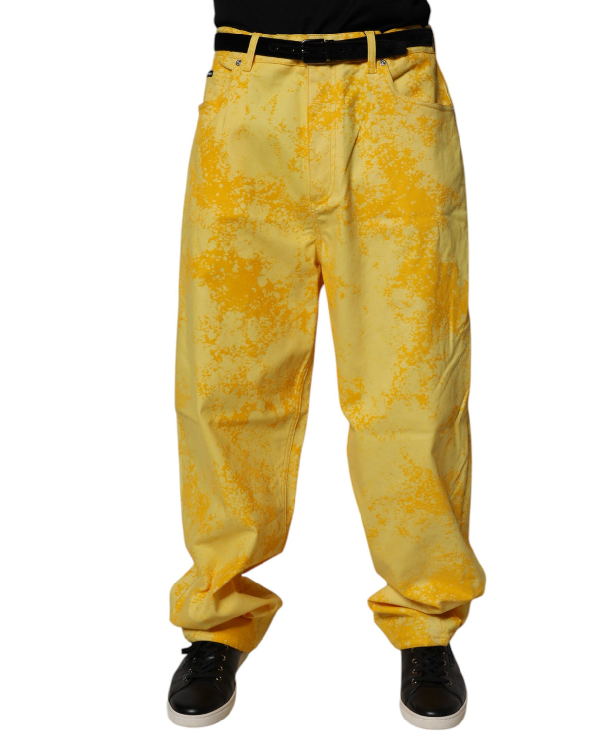 Jeans droit en coton à teinture tie-dye jaune de Dolce &amp; Gabbana
