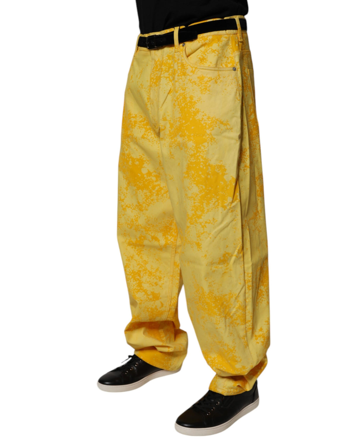 Jeans droit en coton à teinture tie-dye jaune de Dolce &amp; Gabbana