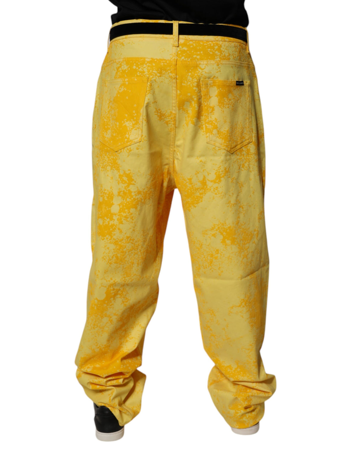 Jeans droit en coton à teinture tie-dye jaune de Dolce &amp; Gabbana