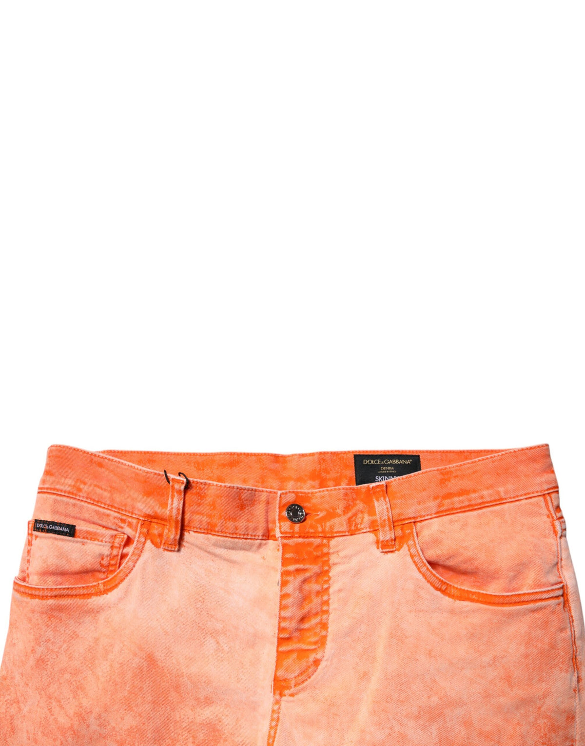 Jeans skinny en coton à effet tie-dye orange pour homme de Dolce &amp; Gabbana
