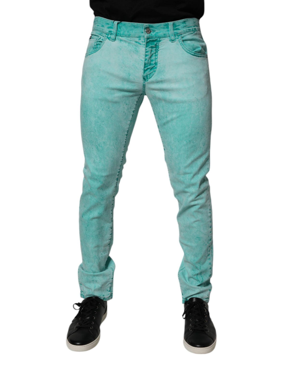Jean skinny en coton à effet tie-dye vert de Dolce &amp; Gabbana pour homme