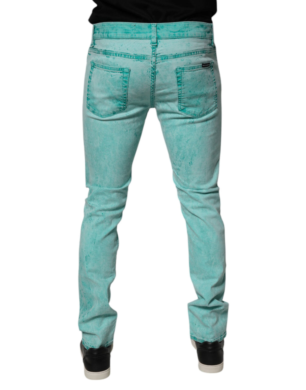 Jean skinny en coton à effet tie-dye vert de Dolce &amp; Gabbana pour homme