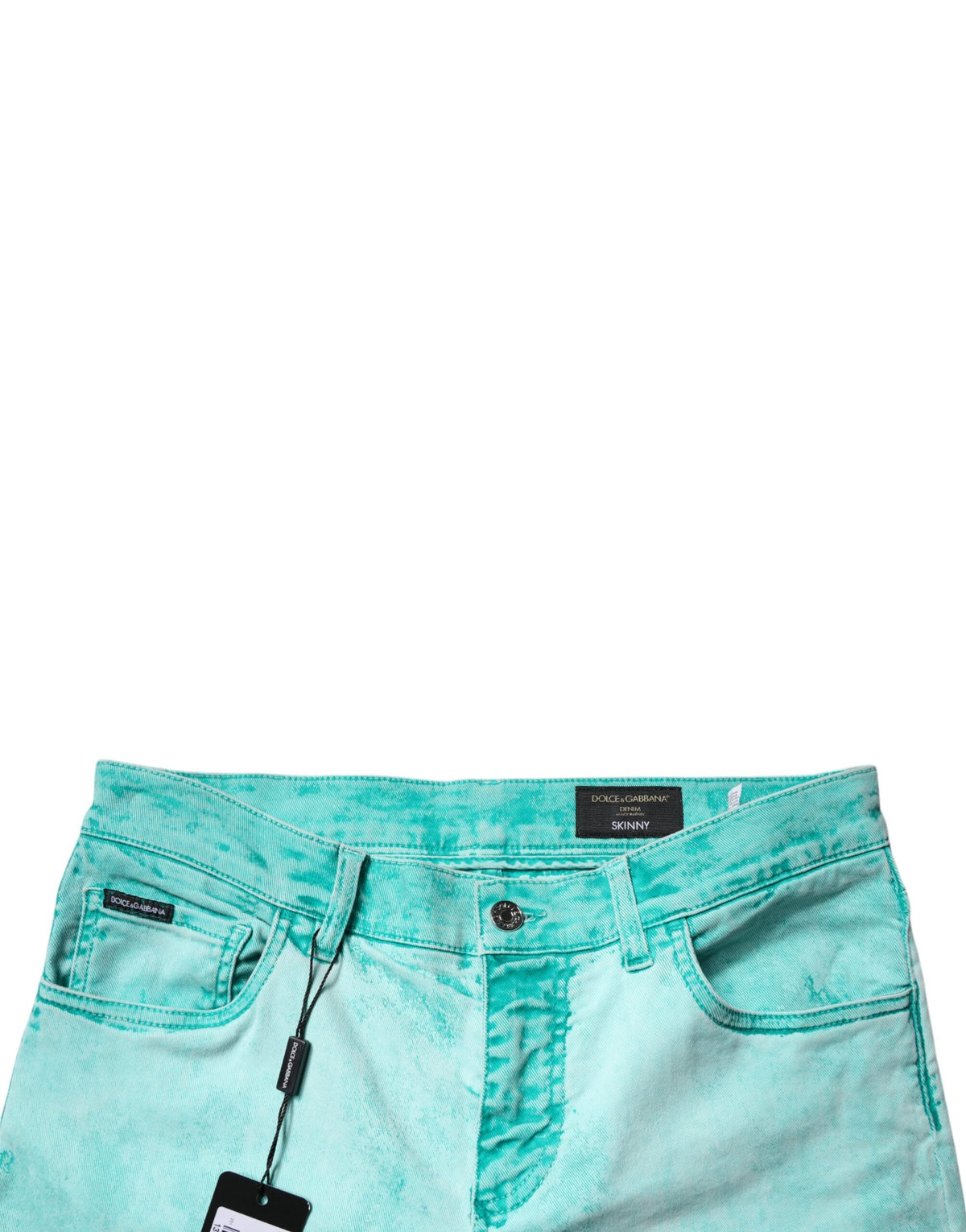 Jean skinny en coton à effet tie-dye vert de Dolce &amp; Gabbana pour homme