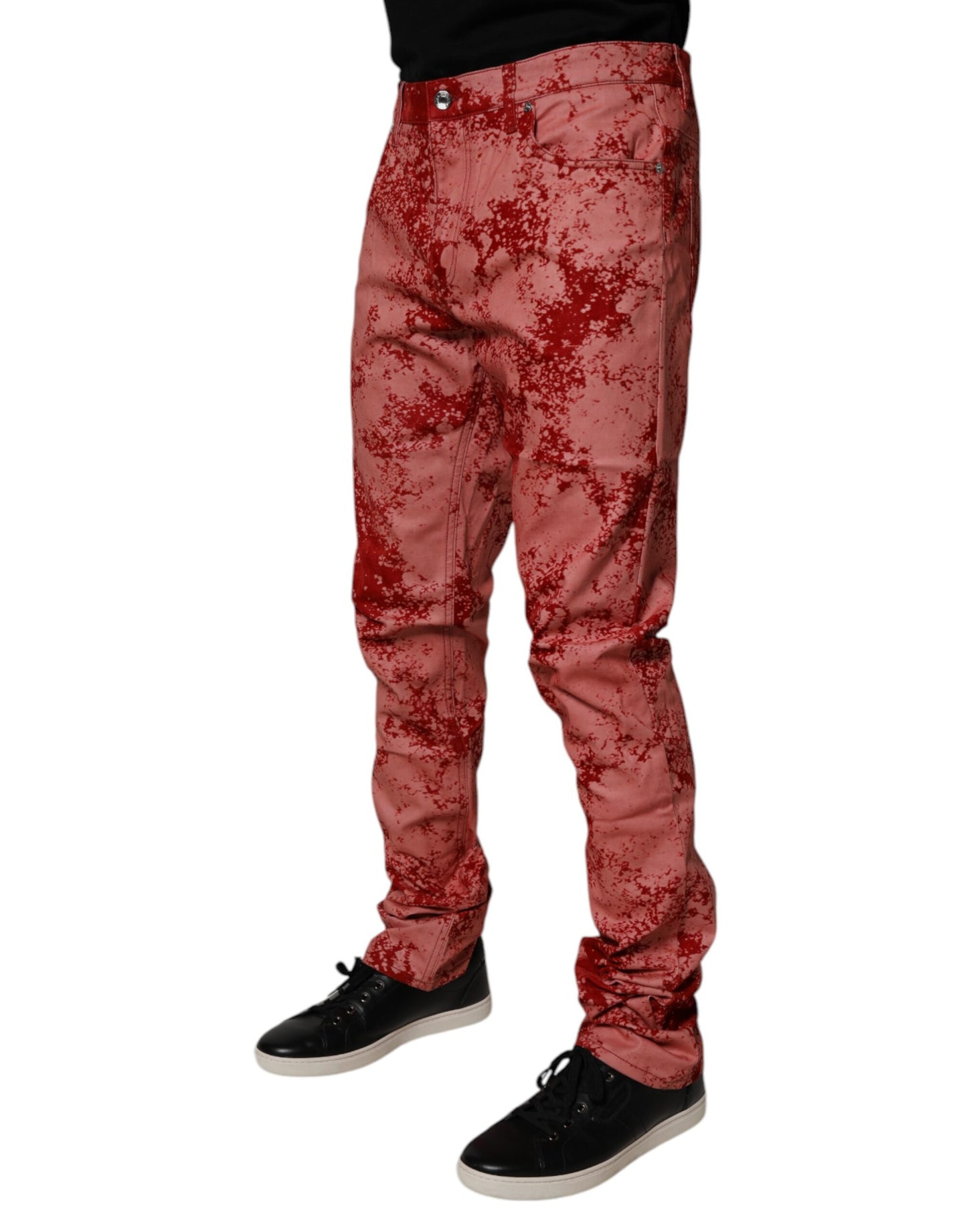 Jean skinny en coton à effet tie-dye rouge de Dolce & Gabbana pour homme