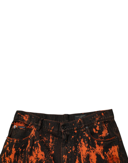 Dolce & Gabbana rechte jeans van katoen met tie-dye print in zwart en rood