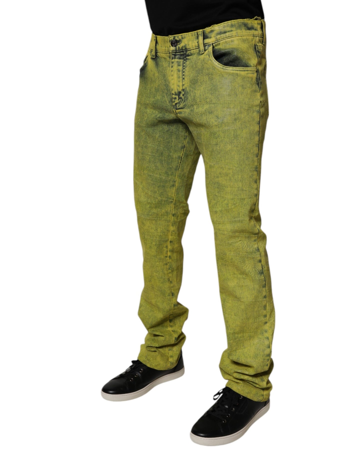 Jean skinny en coton stretch jaune pour homme de Dolce & Gabbana