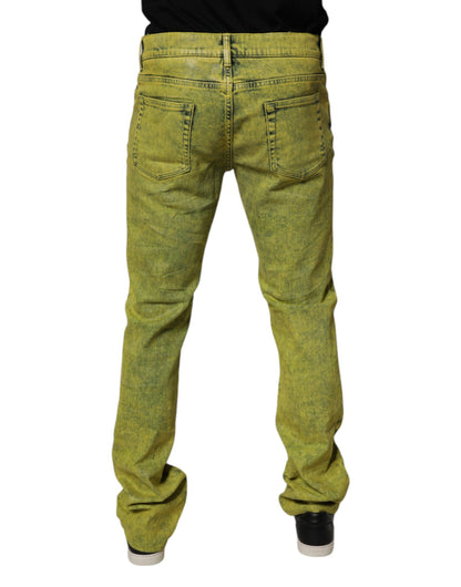 Jean skinny en coton stretch jaune pour homme de Dolce & Gabbana