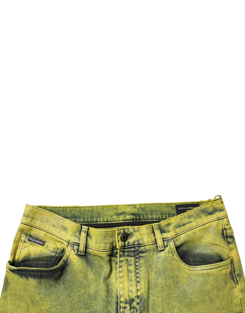 Jean skinny en coton stretch jaune pour homme de Dolce &amp; Gabbana