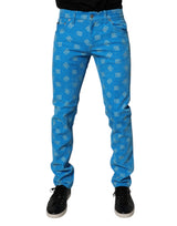Jeans skinny en coton à logo monogramme bleu de Dolce &amp; Gabbana