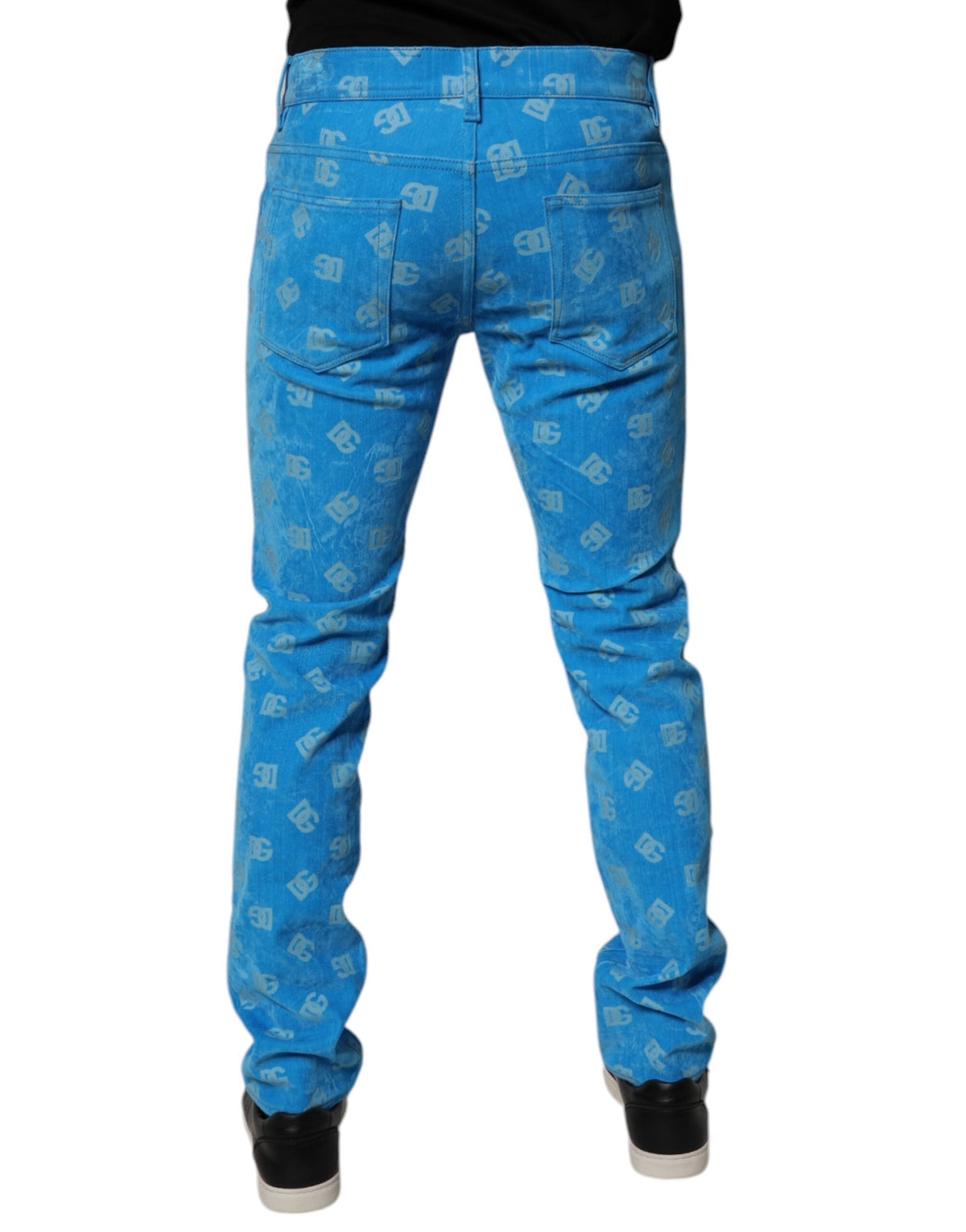 Jeans skinny en coton à logo monogramme bleu de Dolce &amp; Gabbana