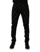 Jeans skinny en coton noir et vert à rayures de Dolce &amp; Gabbana
