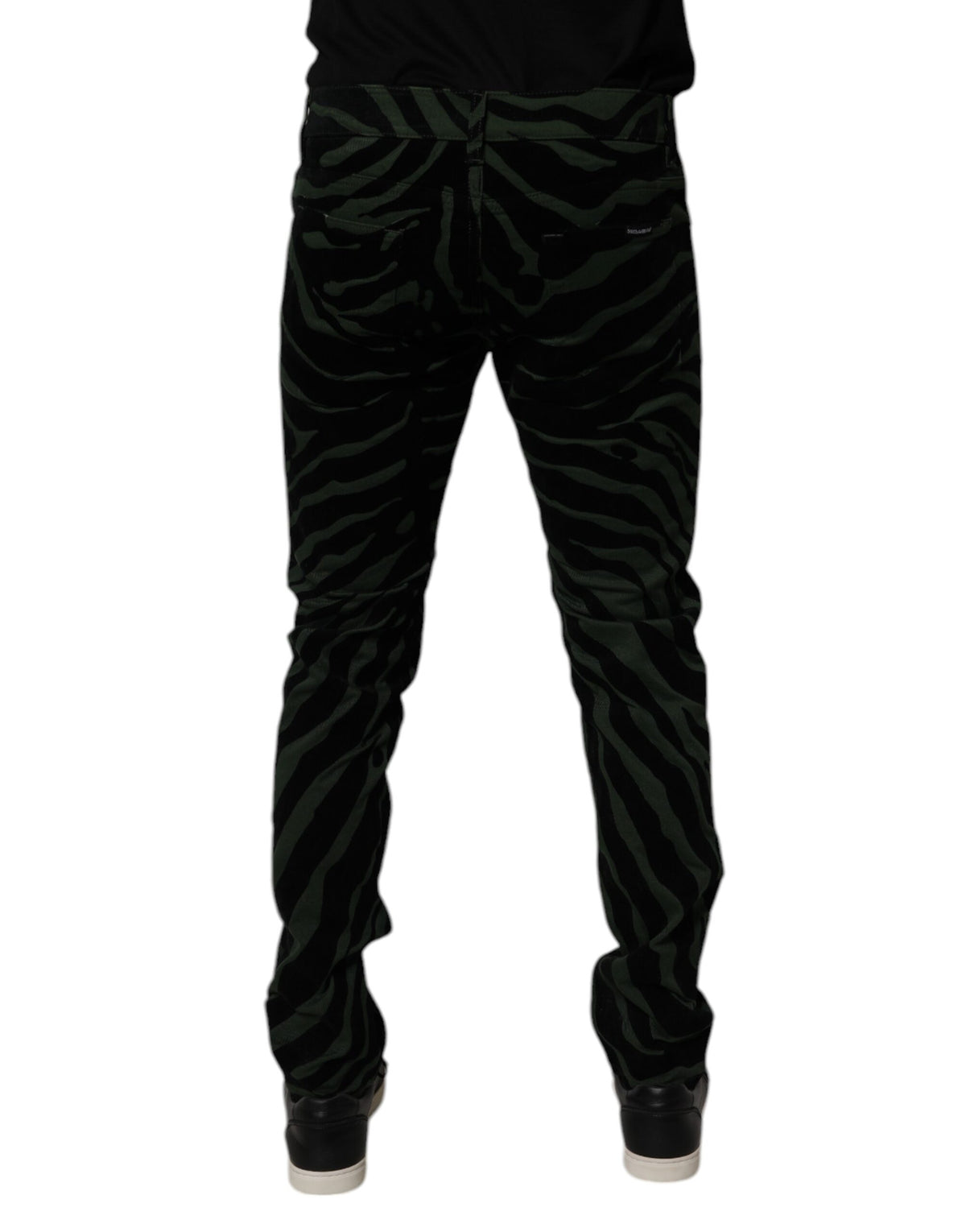 Jeans skinny en coton noir et vert à rayures de Dolce &amp; Gabbana