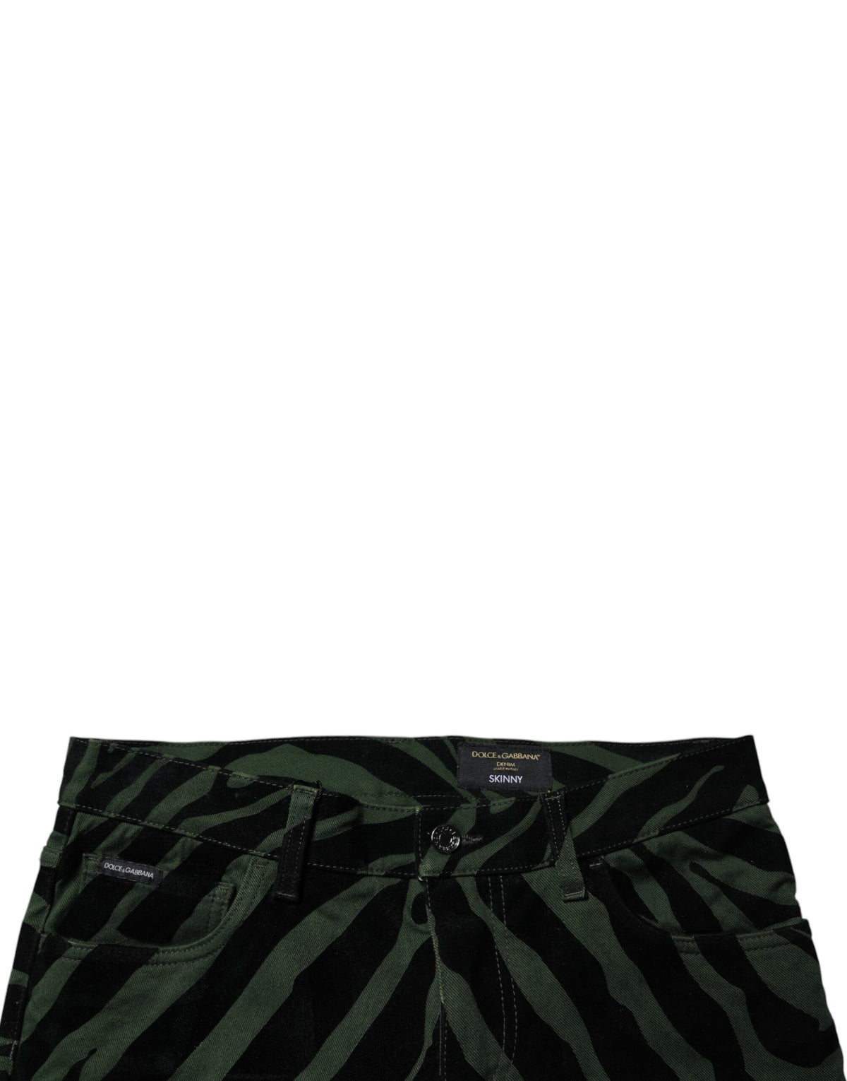 Jeans skinny en coton noir et vert à rayures de Dolce &amp; Gabbana