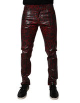 Jeans skinny en coton à léopard rouge Dolce &amp; Gabbana pour homme