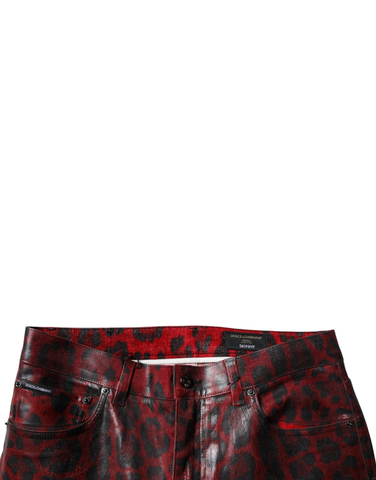 Jeans skinny en coton à léopard rouge Dolce &amp; Gabbana pour homme