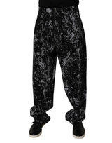 Jeans en coton droit pour homme, tie-dye noir, Dolce &amp; Gabbana