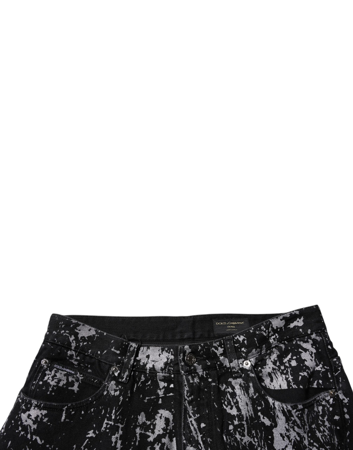 Jeans en coton droit pour homme, tie-dye noir, Dolce &amp; Gabbana