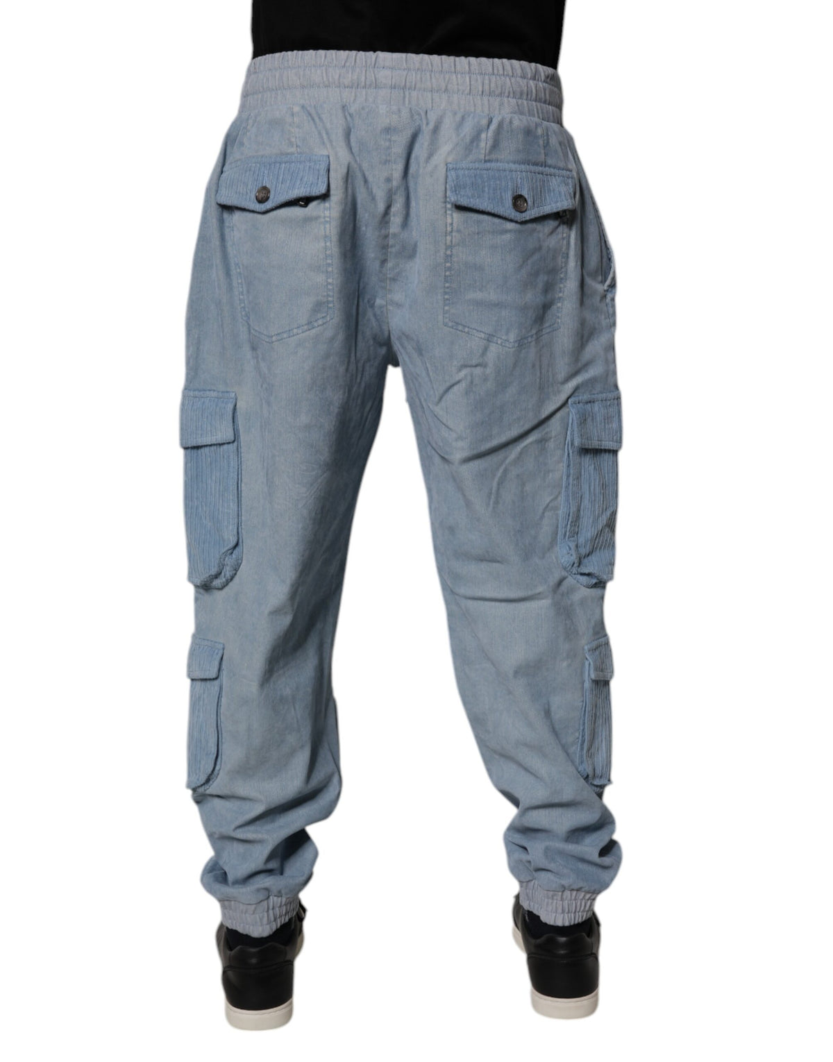 Pantalon cargo en jean pour homme Dolce &amp; Gabbana, coton bleu clair, style jogger.