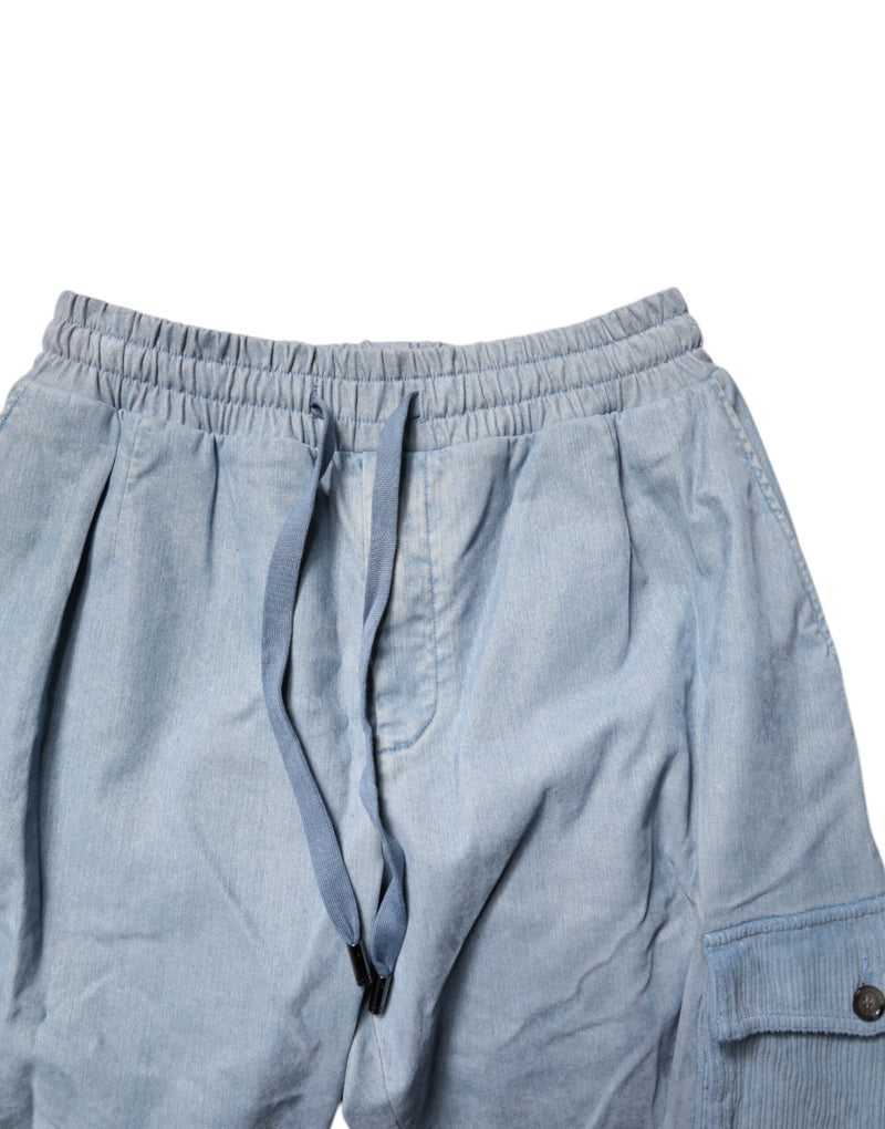 Dolce &amp; Gabbana lichtblauwe katoenen cargo joggingbroek voor heren, gemaakt van denim.