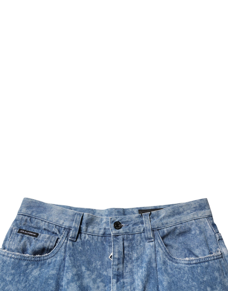 Dolce &amp; Gabbana blauwe, tie-dye spijkerbroek voor heren, smalle pasvorm, van katoen.