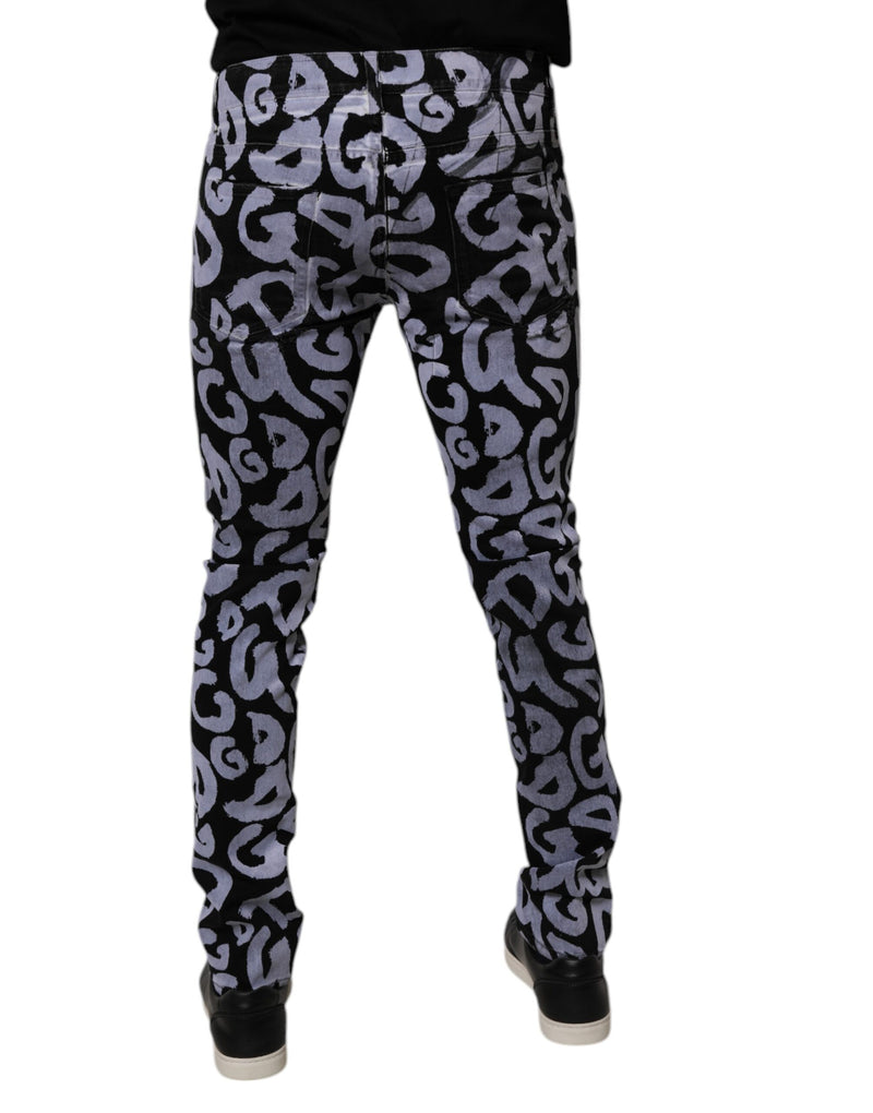 Dolce &amp; Gabbana zwarte, strakke spijkerbroek van katoen met logo en monogram.