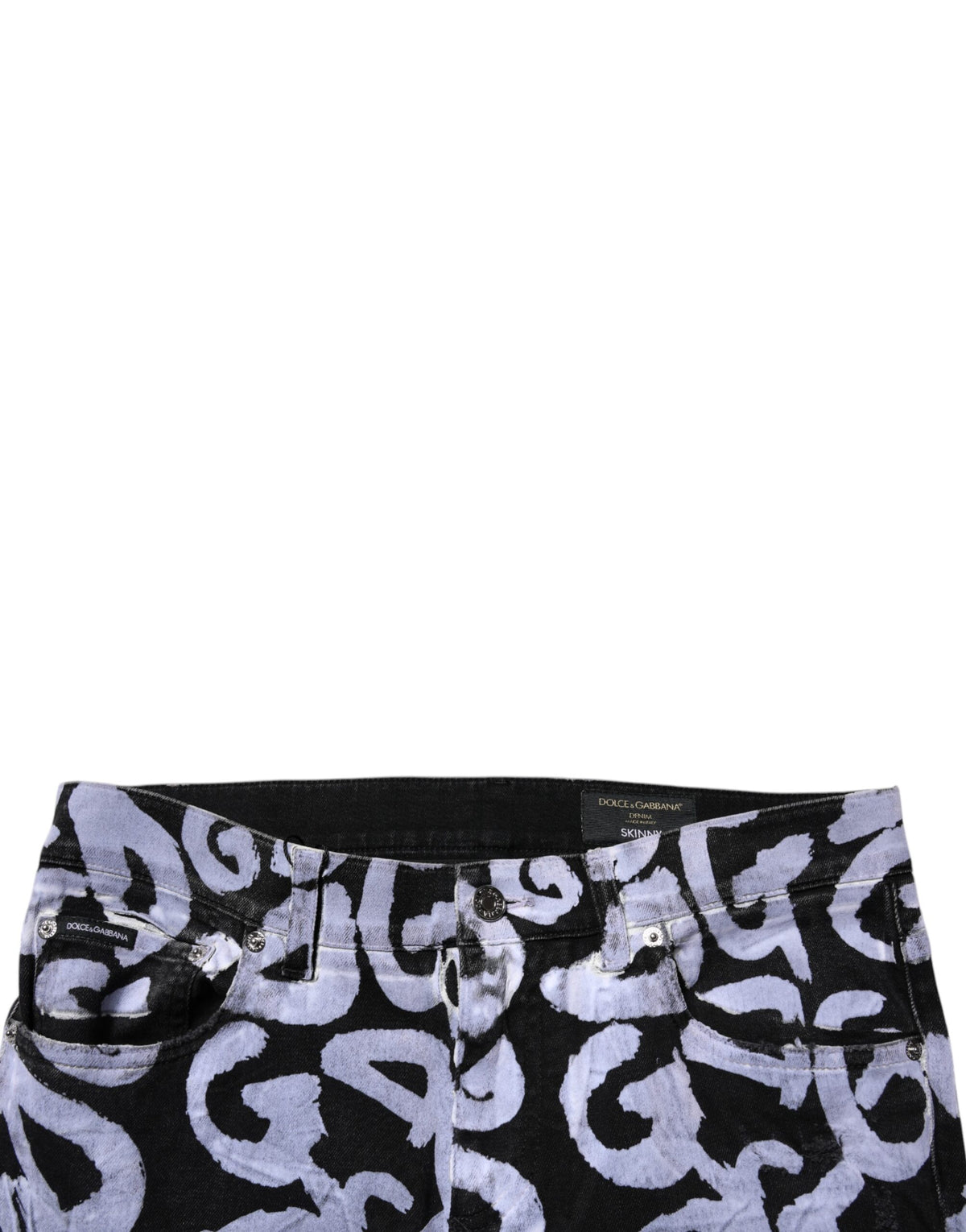 Jeans skinny en coton noir à logo monogramme Dolce &amp; Gabbana