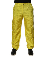 Pantalon droit en polyester jaune à monogramme DG de Dolce &amp; Gabbana