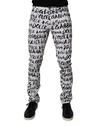 Dolce &amp; Gabbana witte katoenen skinny jeans met logo-print