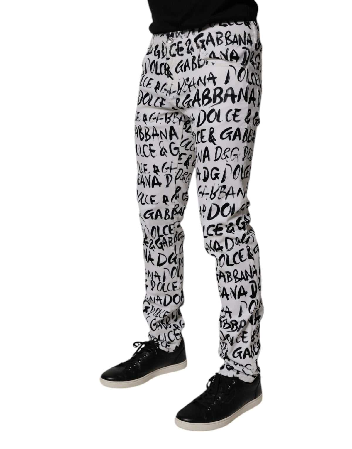 Jeans skinny en coton blanc à imprimé logo Dolce &amp; Gabbana