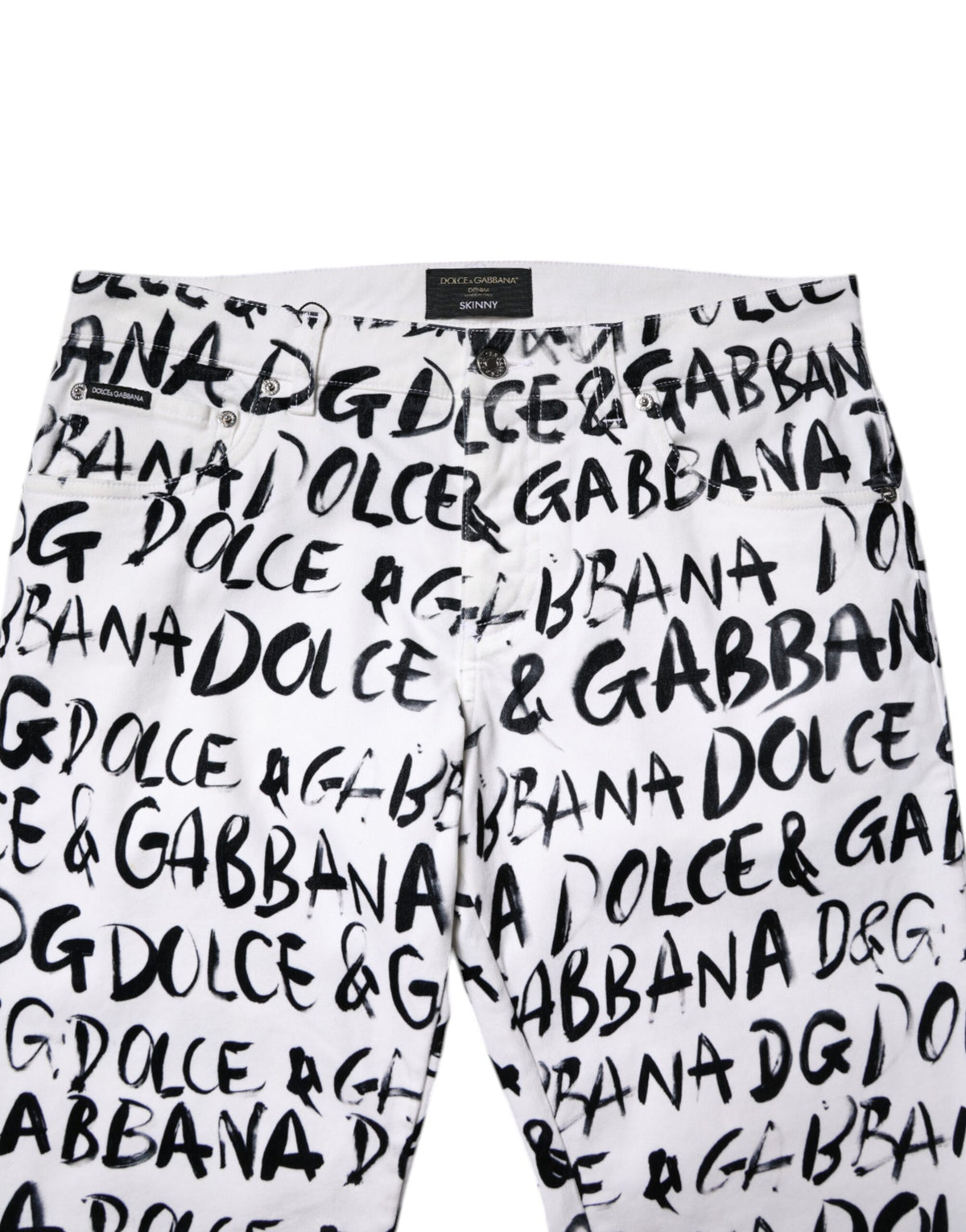 Jeans skinny en coton blanc à imprimé logo Dolce &amp; Gabbana