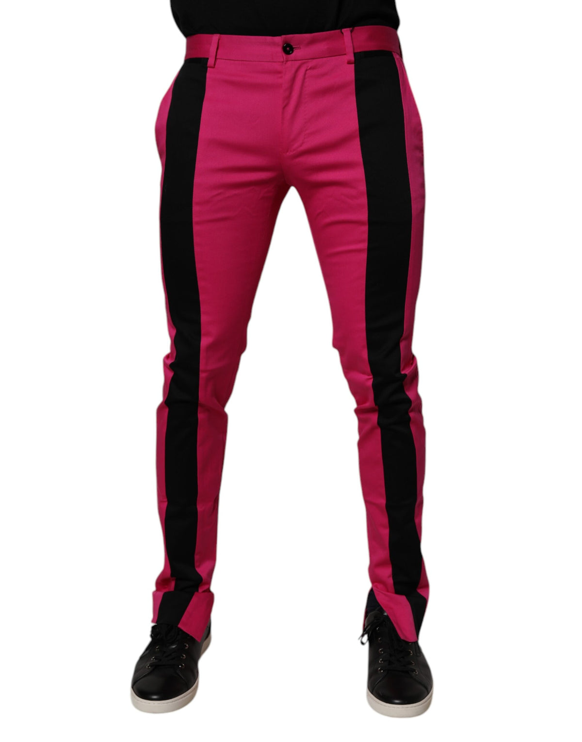 Pantalon habillé homme slim à rayures roses et noires Dolce &amp; Gabbana