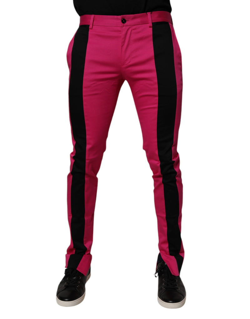 Dolce &amp; Gabbana roze en zwarte gestreepte, smalle herenbroek