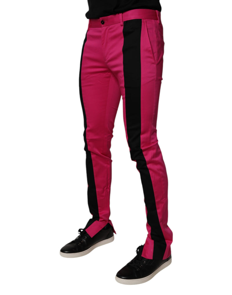 Dolce &amp; Gabbana roze en zwarte gestreepte, smalle herenbroek