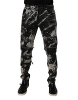 Jeans skinny en coton à effet tie-dye noir avec fermeture éclair de Dolce &amp; Gabbana