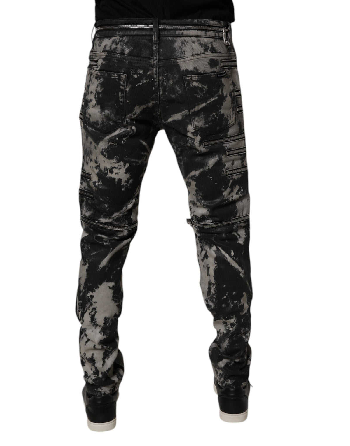 Jeans skinny en coton à effet tie-dye noir avec fermeture éclair de Dolce &amp; Gabbana