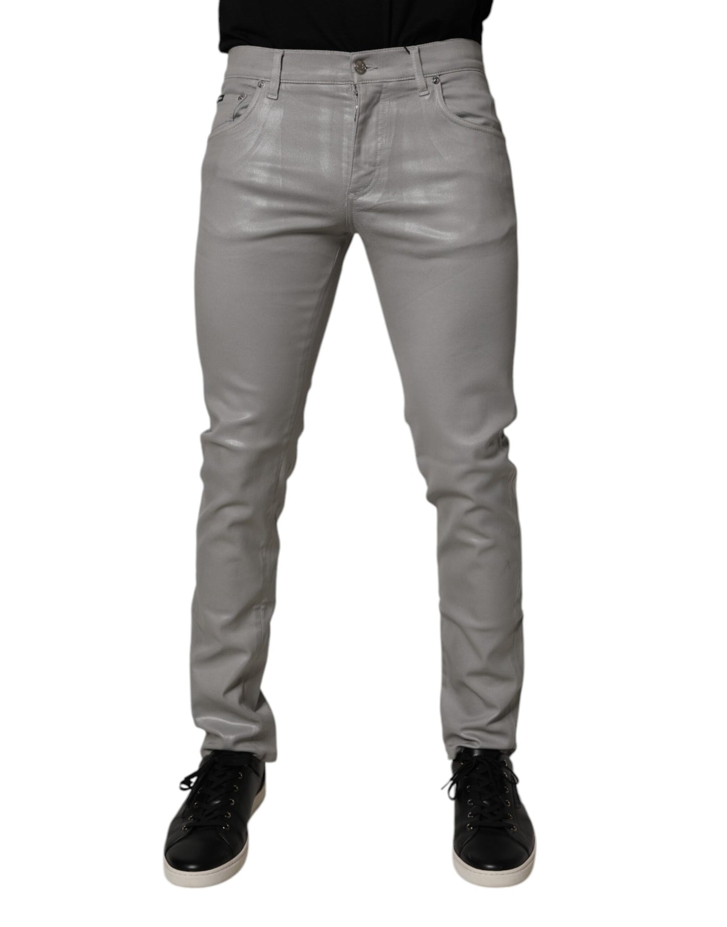 Jean slim en coton stretch gris pour homme de Dolce &amp; Gabbana