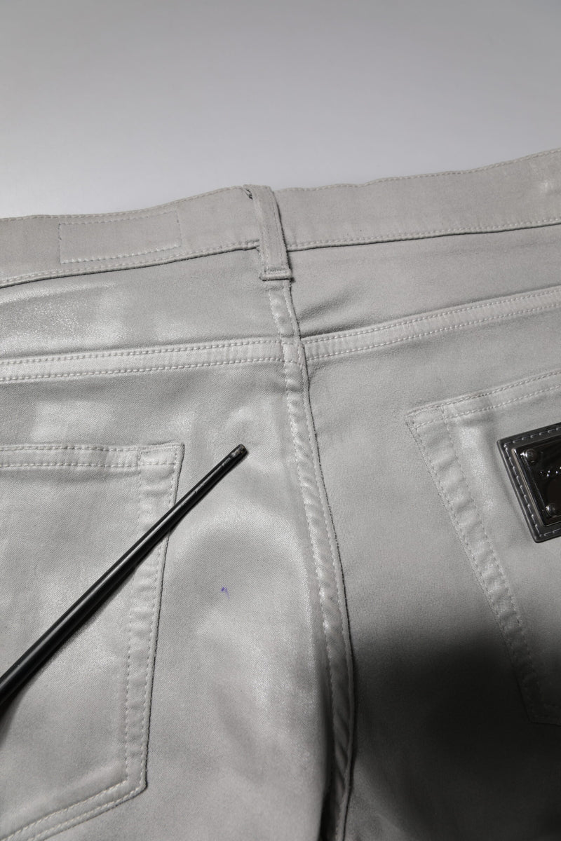 Dolce &amp; Gabbana grijze stretch katoenen jeans voor heren, smalle pasvorm.