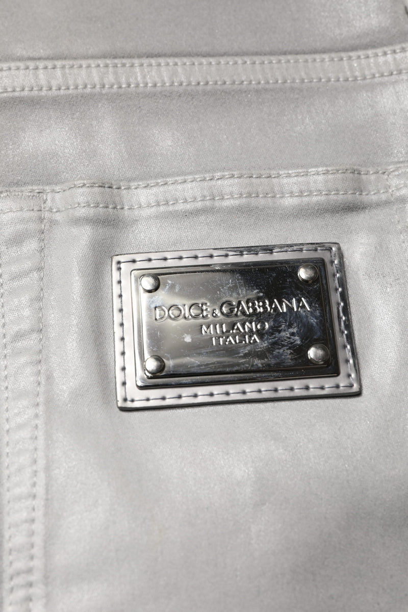 Dolce &amp; Gabbana grijze stretch katoenen jeans voor heren, smalle pasvorm.