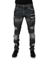 Jeans skinny en coton délavé gris foncé de Dolce &amp; Gabbana