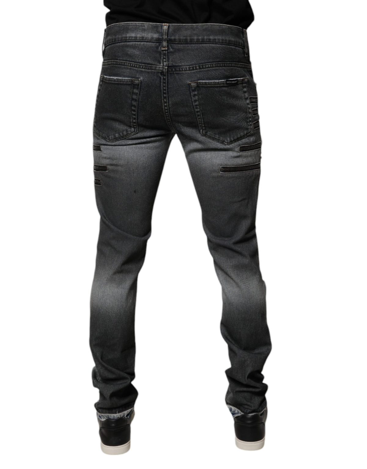 Jeans skinny en coton délavé gris foncé de Dolce &amp; Gabbana