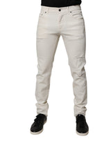 Jeans skinny en coton extensible blanc cassé de Dolce &amp; Gabbana