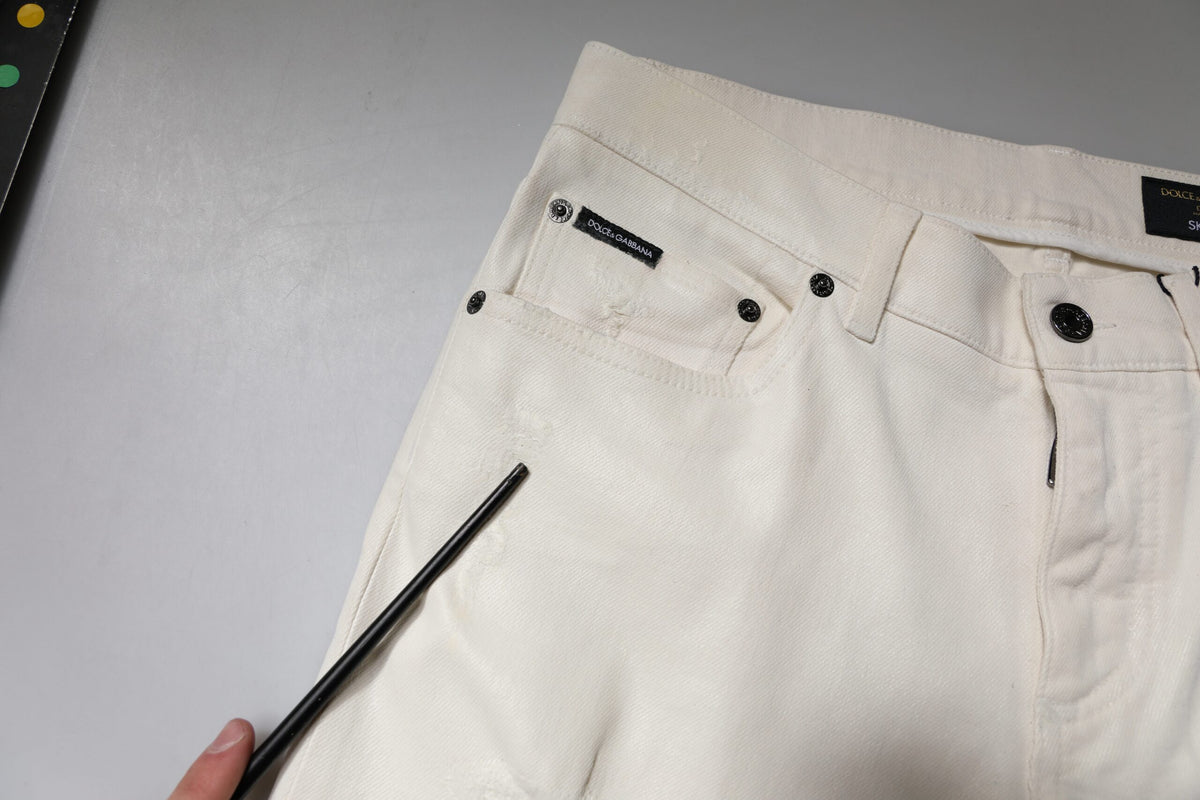 Jeans skinny en coton extensible blanc cassé de Dolce &amp; Gabbana