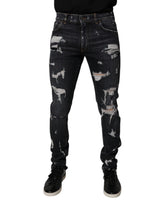 Jean skinny en coton noir délavé pour homme de Dolce &amp; Gabbana
