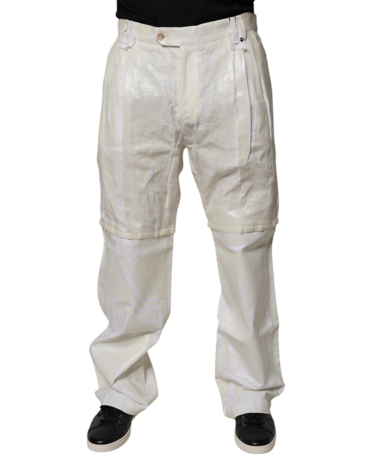 Jean droit en lin blanc taille mi-hauteur pour homme de Dolce &amp; Gabbana