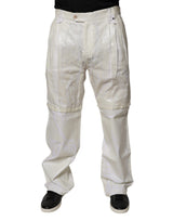 Jean droit en lin blanc taille mi-hauteur pour homme de Dolce &amp; Gabbana