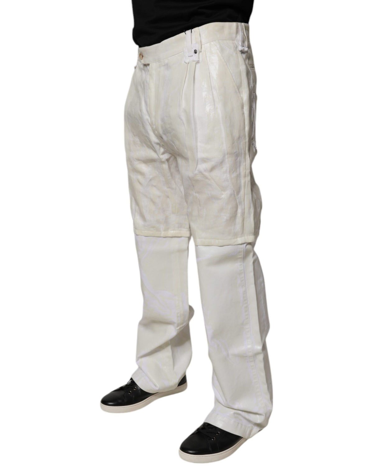 Jean droit en lin blanc taille mi-hauteur pour homme de Dolce &amp; Gabbana