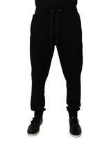 Pantalon de jogging en coton noir taille mi-hauteur Dolce &amp; Gabbana