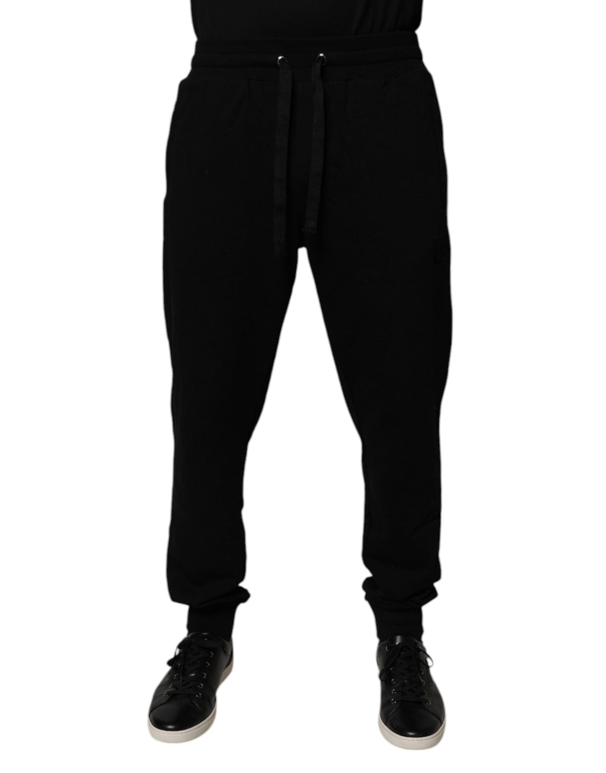 Pantalon de jogging en coton noir taille mi-hauteur Dolce &amp; Gabbana