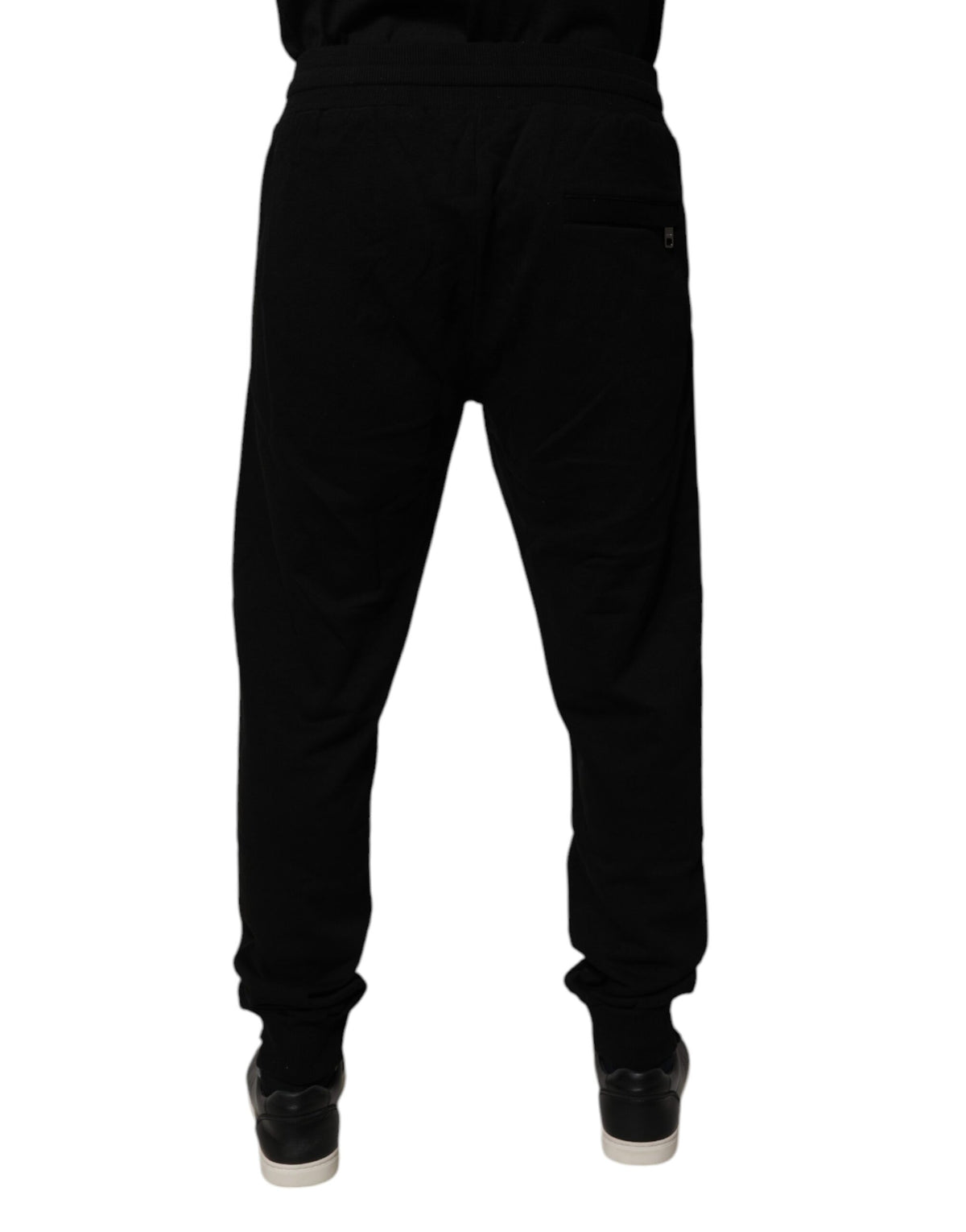Pantalon de jogging en coton noir taille mi-hauteur Dolce &amp; Gabbana