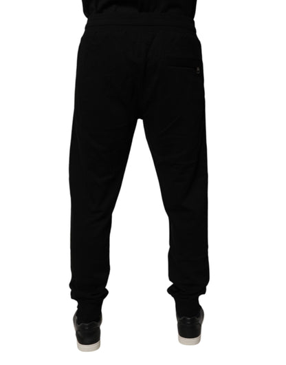 Dolce & Gabbana Black Cotton Mid Waist Jogger Sweatpants Pants